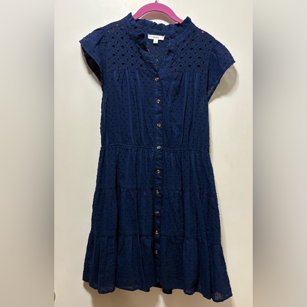 Navy Blue “Mine” eyelet mini Dress
